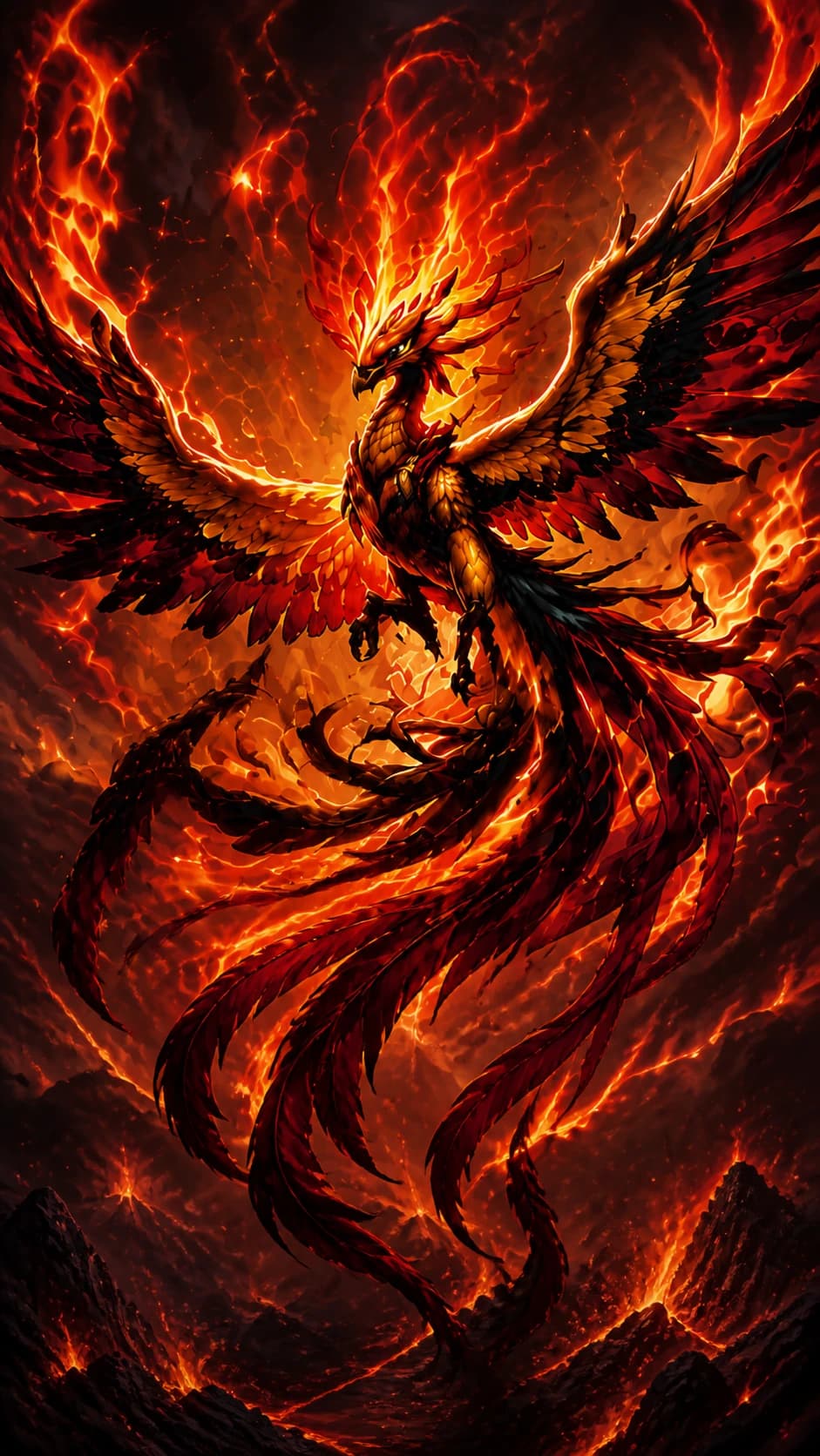 烈焰鳳凰的幻獸插畫