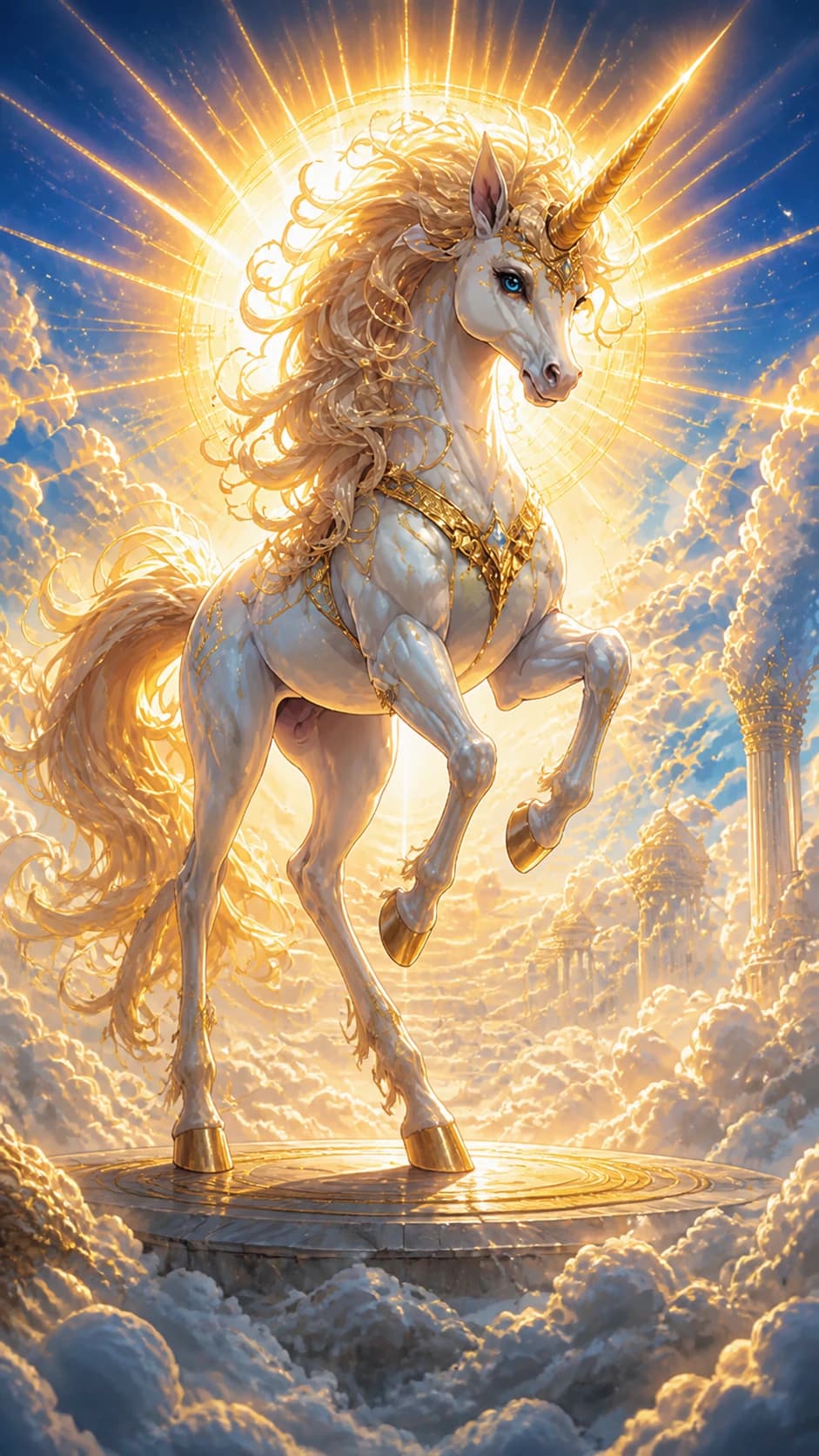 聖光獨角獸的幻獸插畫